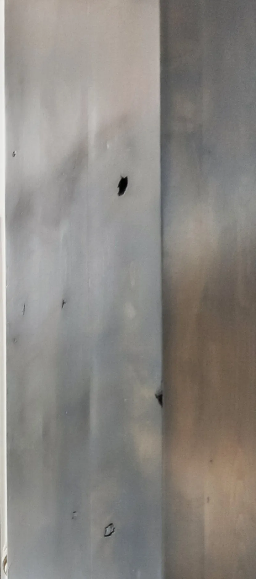 Blackened steel column in the entry of a completed Iron Forest home